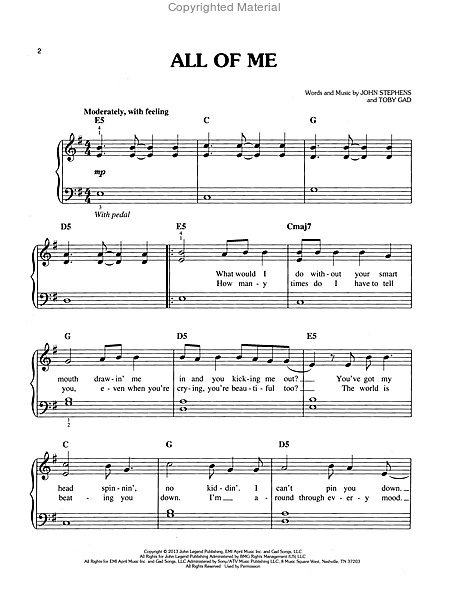 All of Me Piano Sheet Music | Review Music Products